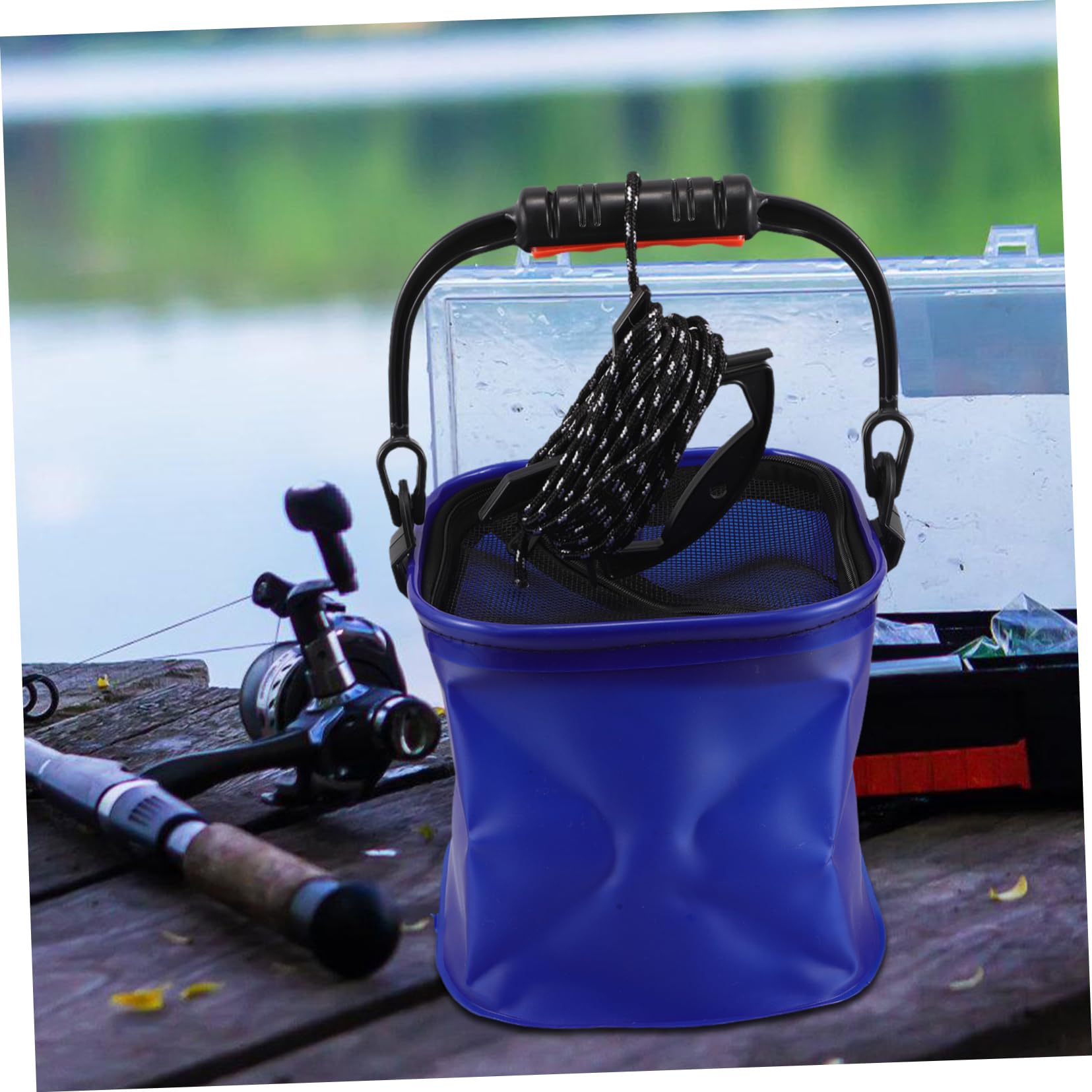 SUPVOX Secchio Leggero Design Pieghevole con Manico e Eva per Pesca in Viaggi e attività di Pesca All'aperto