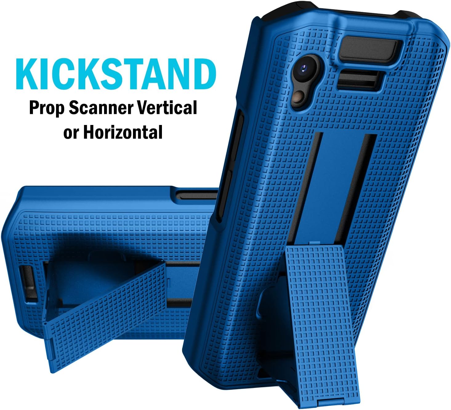 Case + Hand Strap Combo for Zebra TC21 TC26 Mobile Computer Scanner, Nakedcellphone Textured Slim Hard Shell Protector Cover with Kickstand - Cobalt Blue