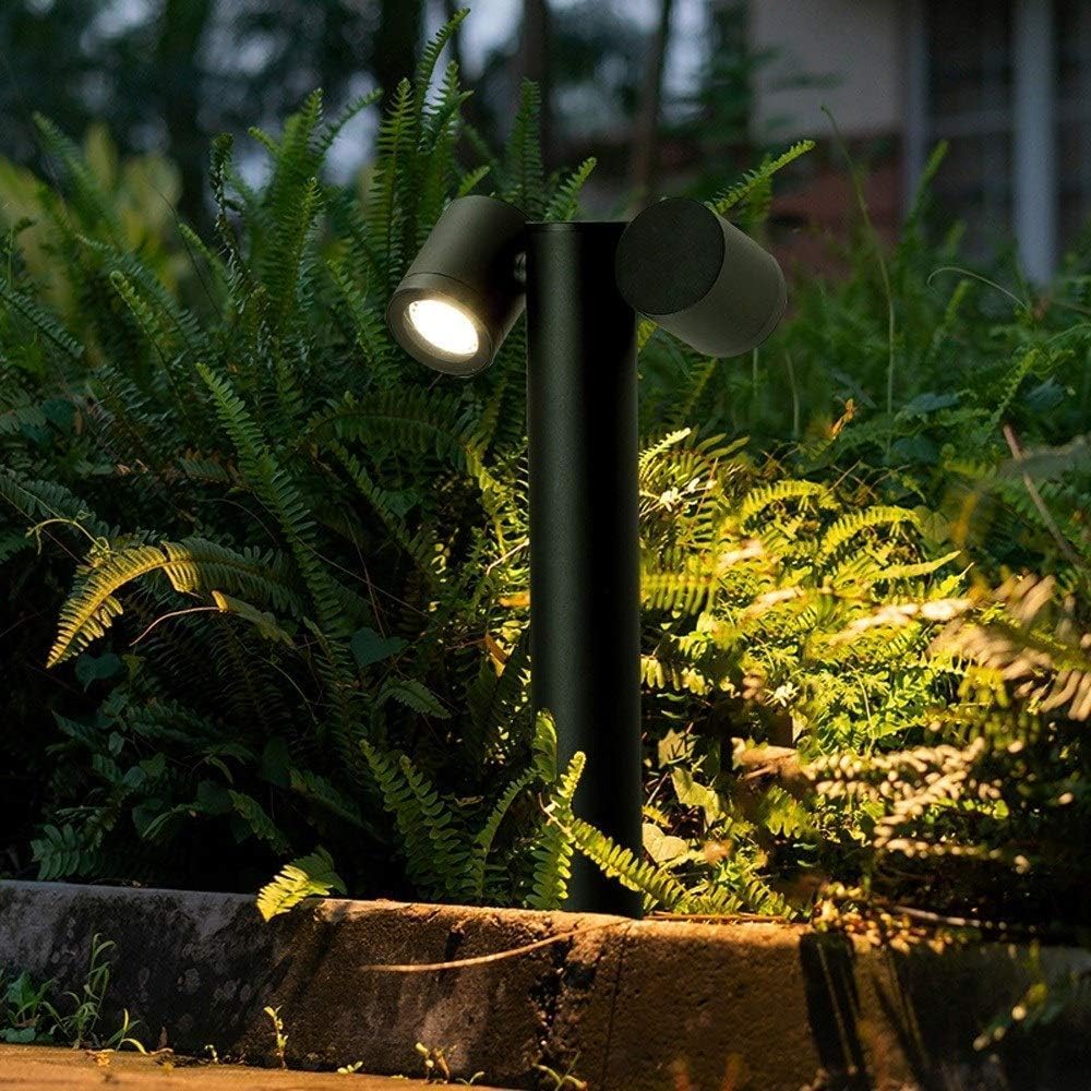 Lampioncino Lampione Paletto LED da giardino IP44 con doppio faretto orientabile, attacco GU10, 440mm, design moderno per vialetti e aiuole (Grigio scuro)