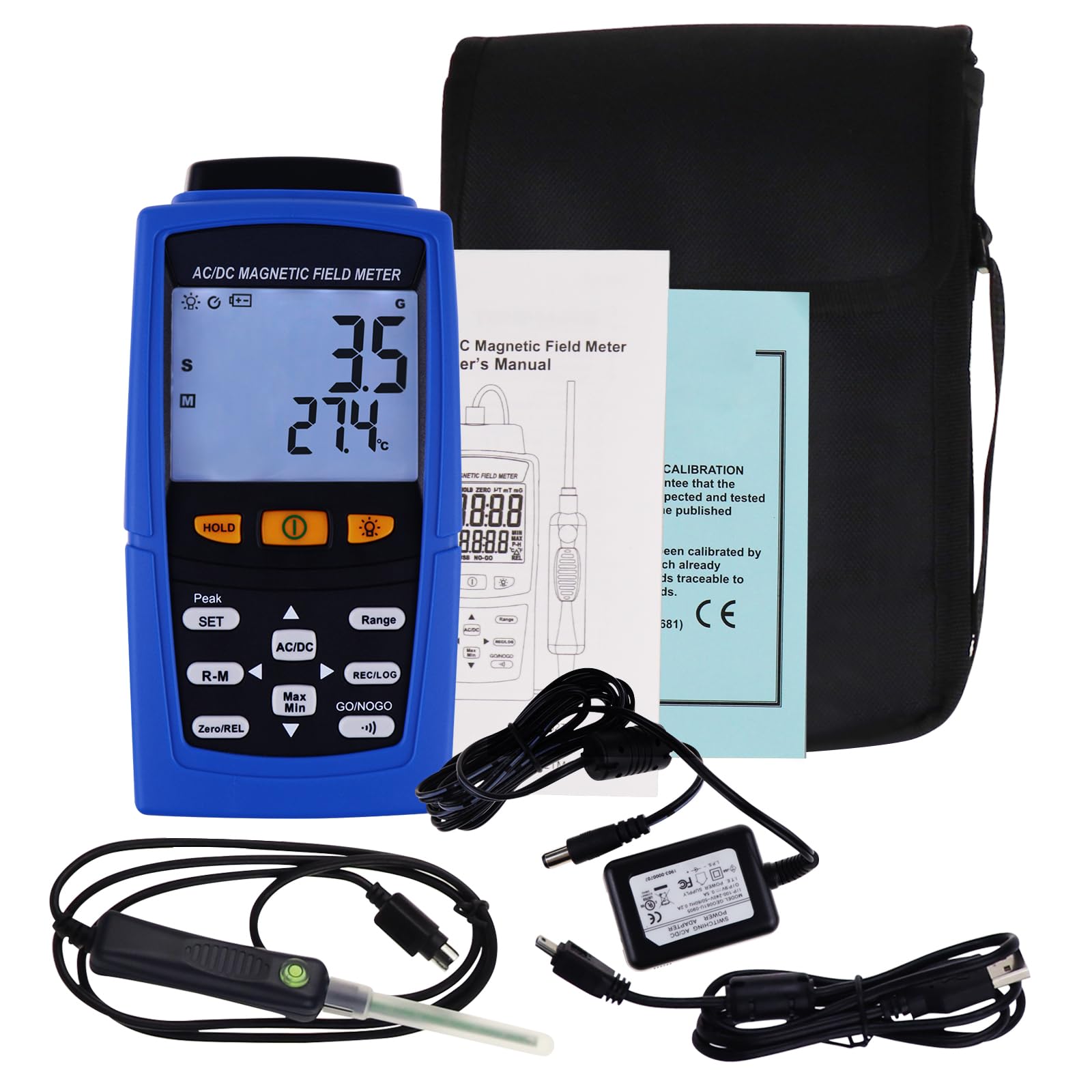 Professionale AC/DC Gaussmeter Magnetico Campo Forza Magnetometro 3000mT (30000G) Teslametro Auto/Manuale Registrazione Metro Tester