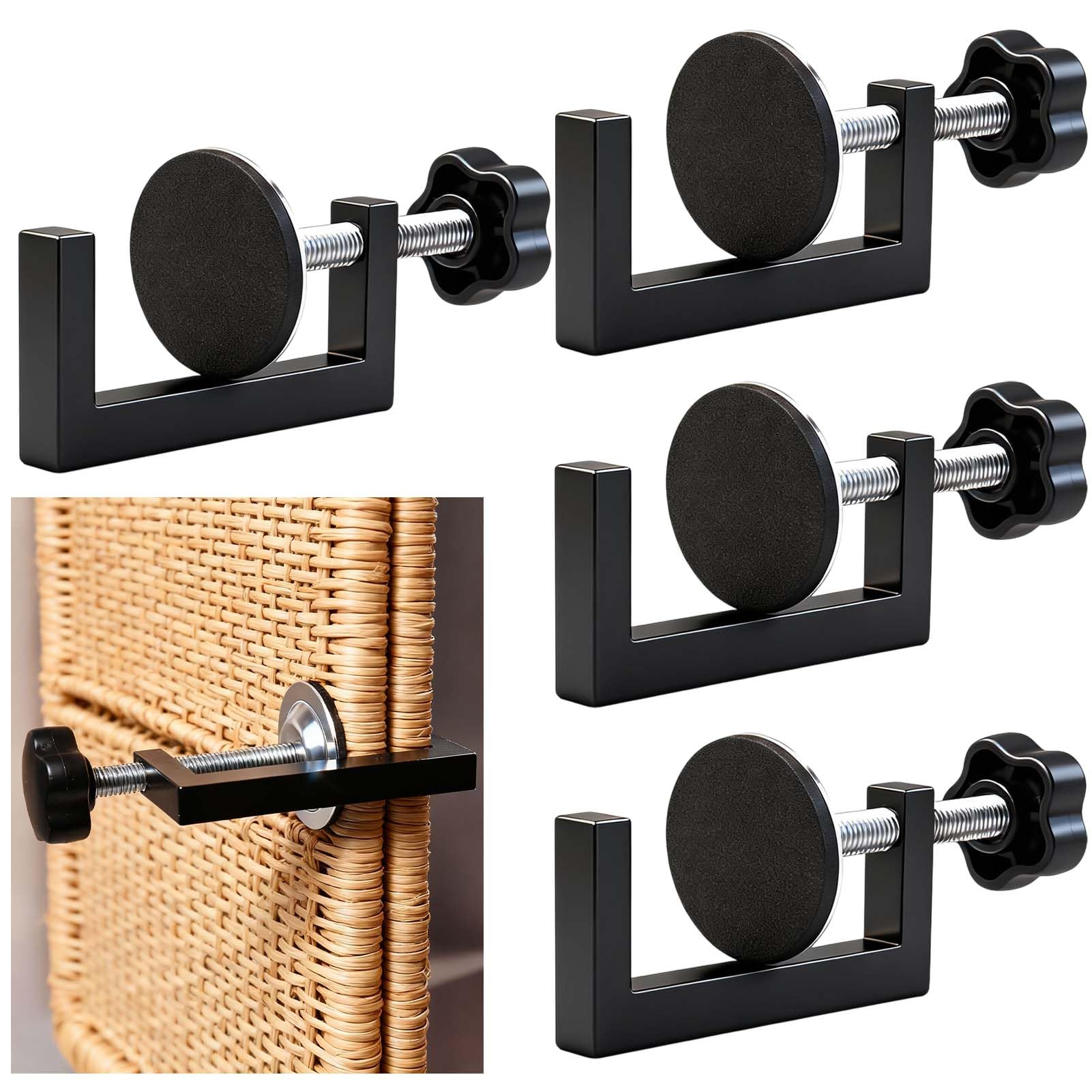 INJOYTEC 4PCS Adjustable Sectional Couch Sofa Funiture Clamp, Outdoor Patio Clips, Patio Furniture Clips for Keeping Furniture Together, Max 2.28 inch Adjustable