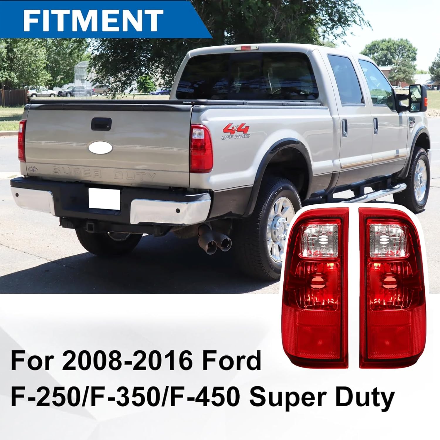 Tail Light Assembly Compatible with 2008-2016 Ford F250 F350 F450 F550 Super Duty,Taillights Brake Lamp Replacement Rear Left Right Side FO2800208 FO2801208
