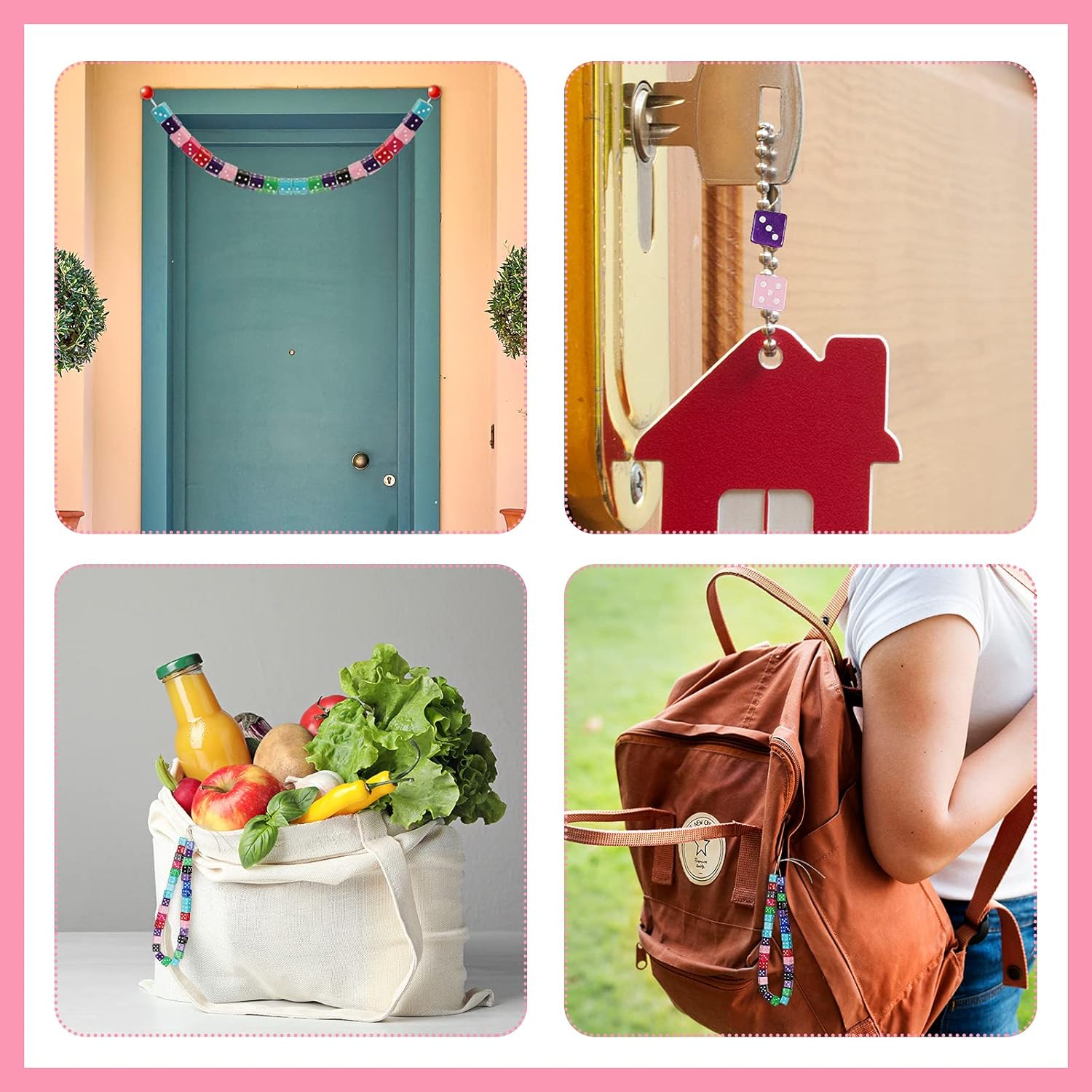 300 Pieces Dice Beads Mixed Color Dice Spacer Beads 8 mm Handmade Cube Loose Beads with Clear Elastic Thread for Bracelets Necklaces Jewelry and Decor - Image 7