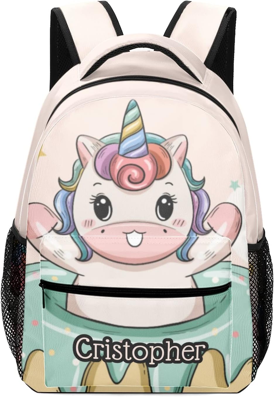 happy unicorn personalized backpack