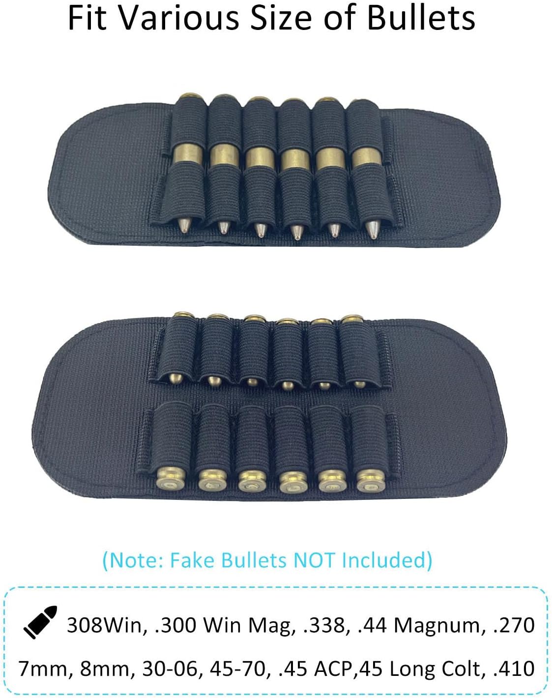 2 Pack 12 Rounds Ammo Loop Belt Slide Cartridge Holder Shotgun Shell Holder Bullets Rifle Pistol Ammunition Carrier for 308Win .300Win Mag .338 30-06 45-70 .44 .45 .460 7.62x54 .410 - Image 3