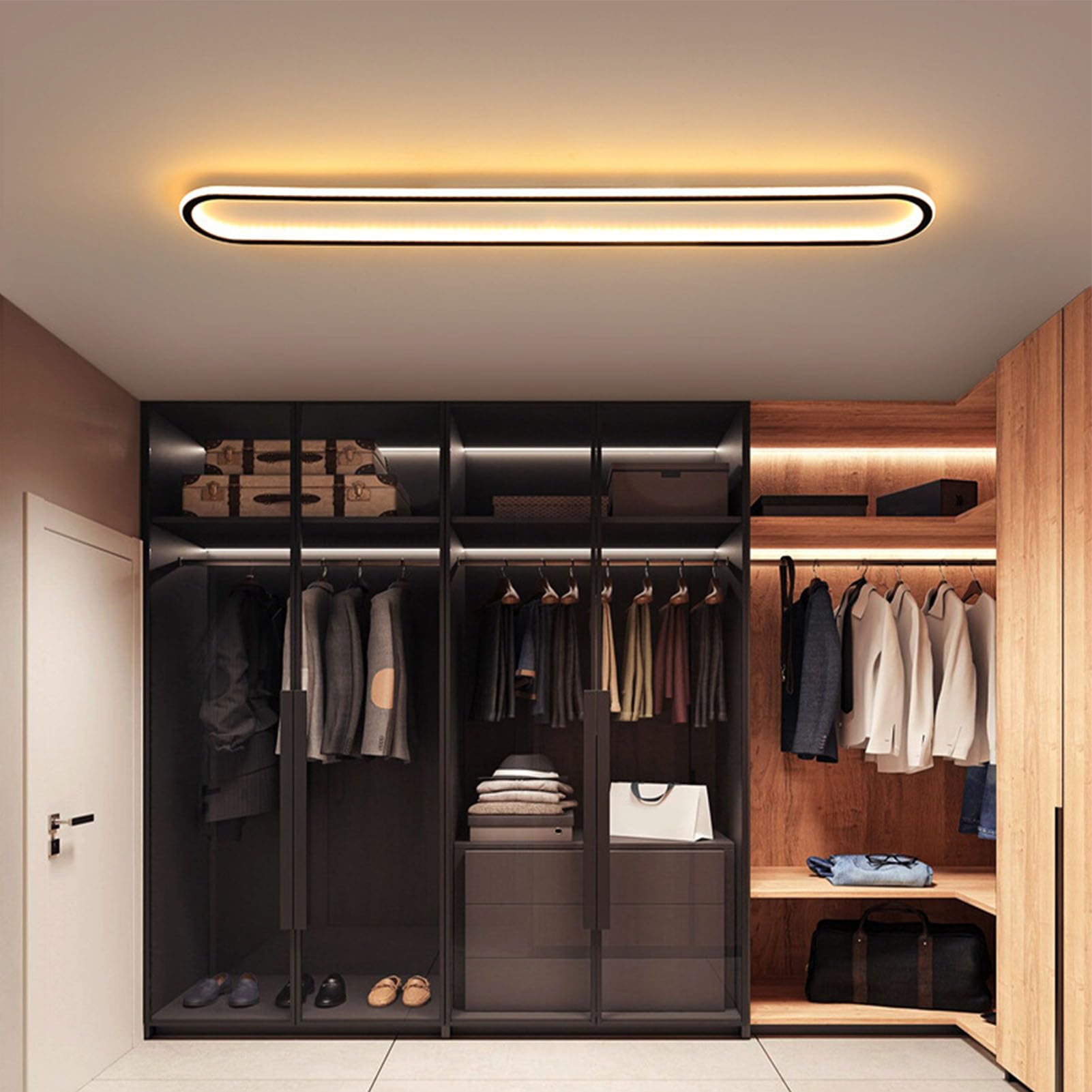 ASHATA Long Flush Mount Ceiling Light for Custom Lighting | Regulowana jasność, zdalnie sterowana, stylowy wygląd, łatwa instalacja