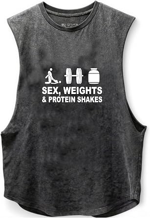 Sex Weights & Protein Shakes Scoop Bottom Cotton Tank,Novelty Sleeveless T-Shirt,Fitness Heavy Duty Training Tank Top