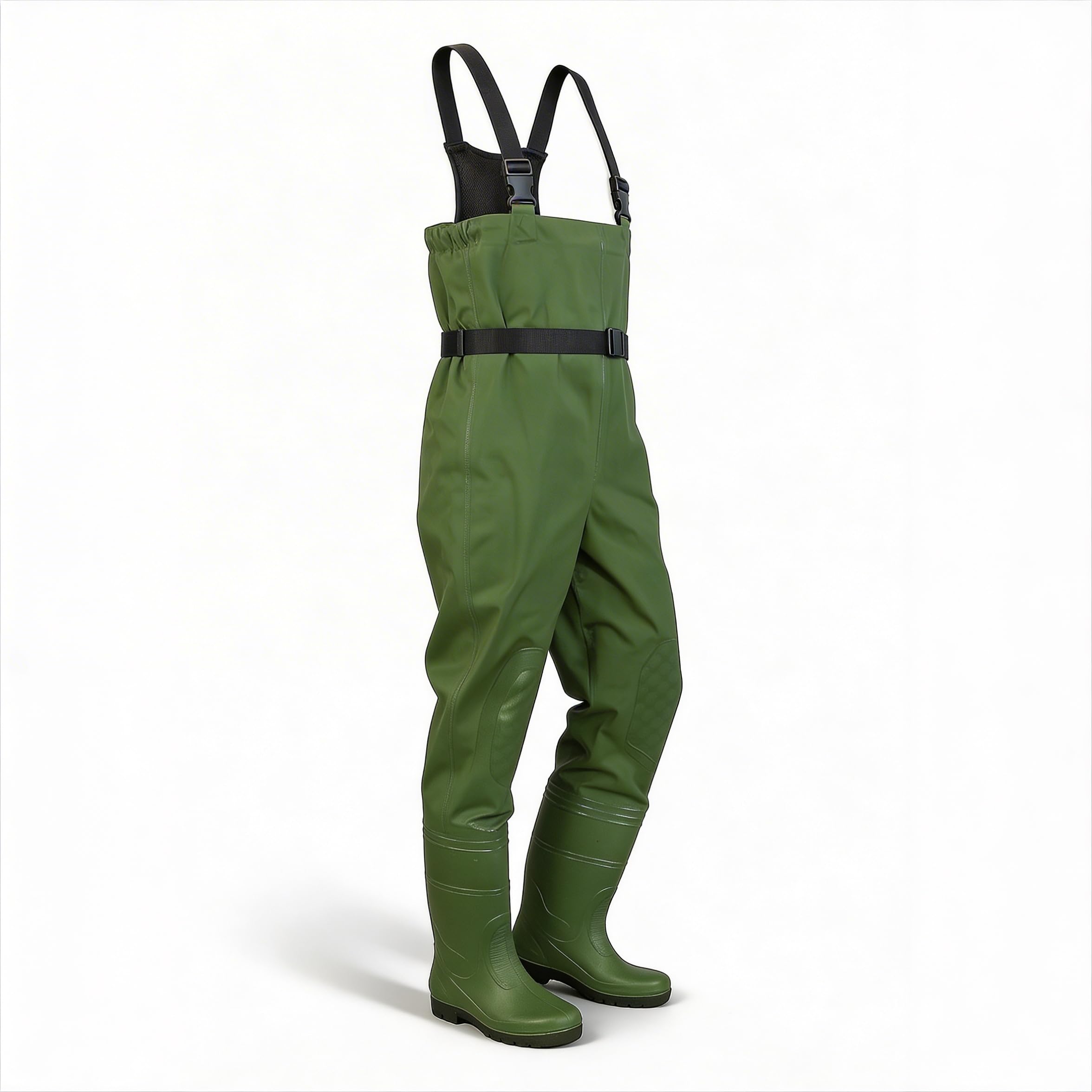 Wathose Anglerhose mit rutschfesten Gummistiefeln, Angelhose Gr. M - XL, Teichhose, Angelstiefel Watstiefel Gr. 41-45, wasserdicht