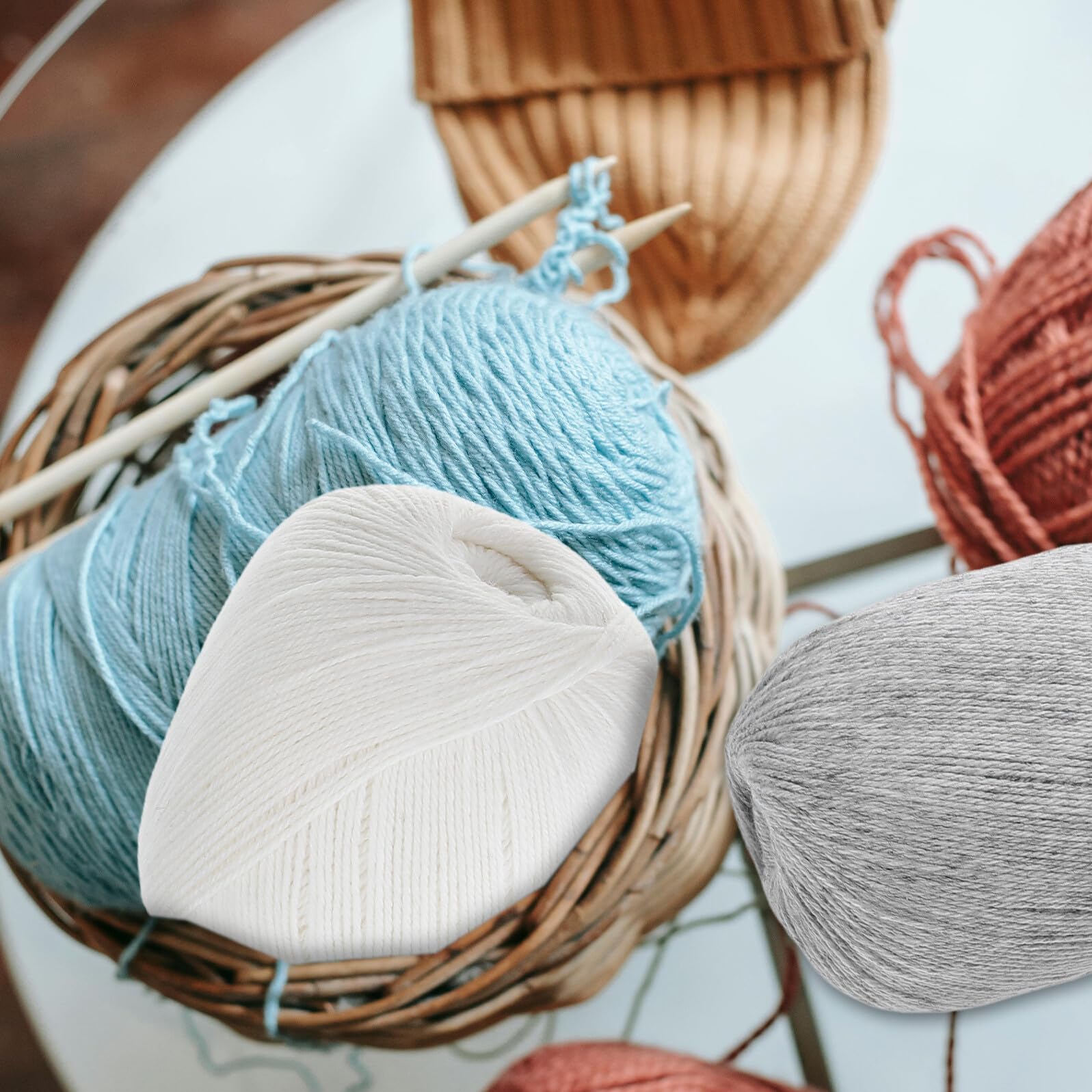 6 Gomitoli Filato Cashmere Morbido per Lavori Artigianali Casalinghi Filato per Uncinetto e Maglia 3 Colori Pastello per Sciarpe Guanti e Cappelli Fatti a Mano