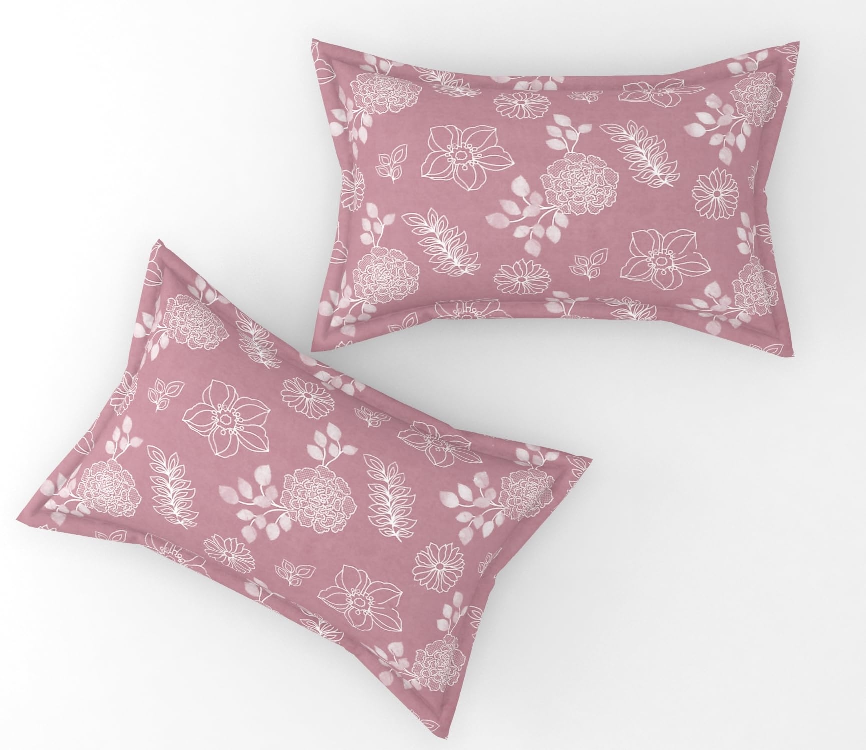 Luxury 100% Cotton Feel Printed Bedding Pillow| Decorate Your Room/Home with Beautiful Pillow Cover Pack of 1 (2 Pcs Set) (Light Pink)-image-8