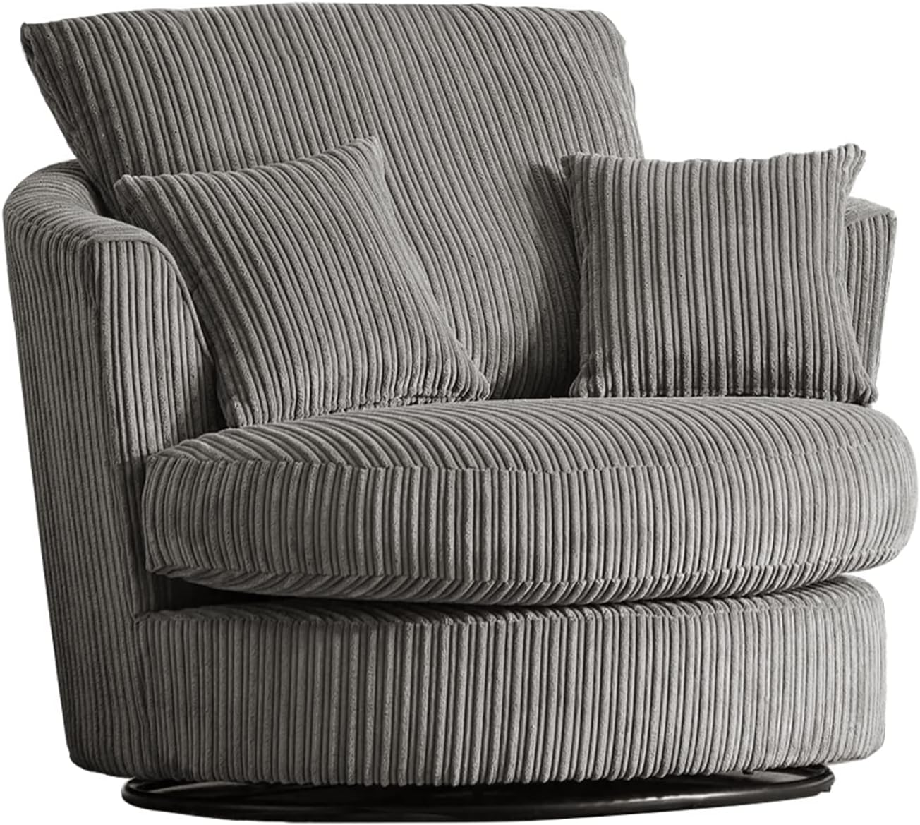 Sofas and More Large Swivel Round Cuddle Chair Fabric Chenille Leather