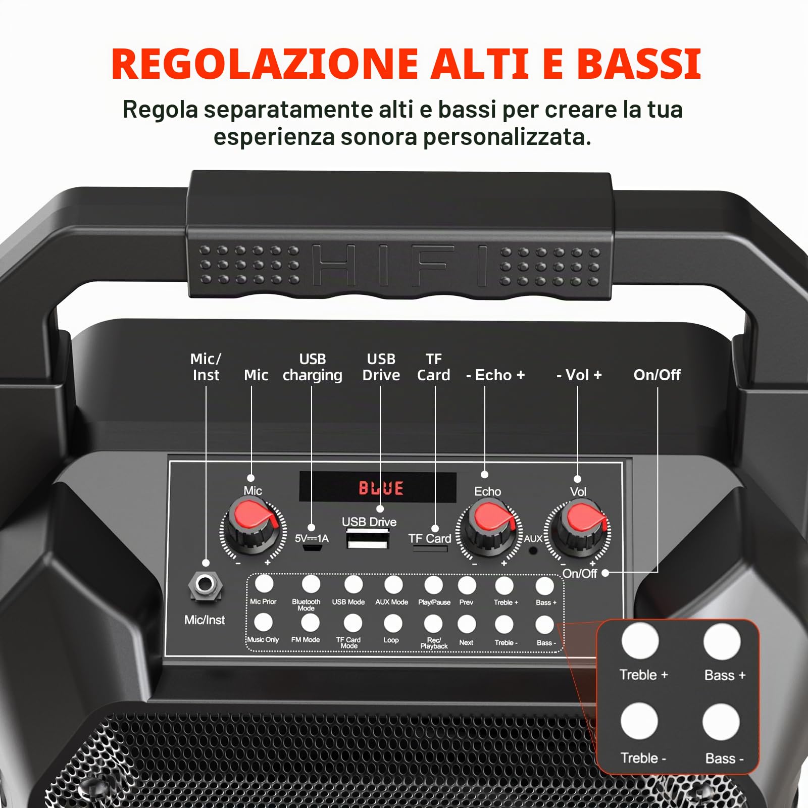 Macchina per karaoke, altoparlante portatile Bluetooth con microfono senza fili per adulti e bambini, sistema PA con telecomando supporta TF Card/USB/FM/AUX per feste in casa, all'interno e all'aperto