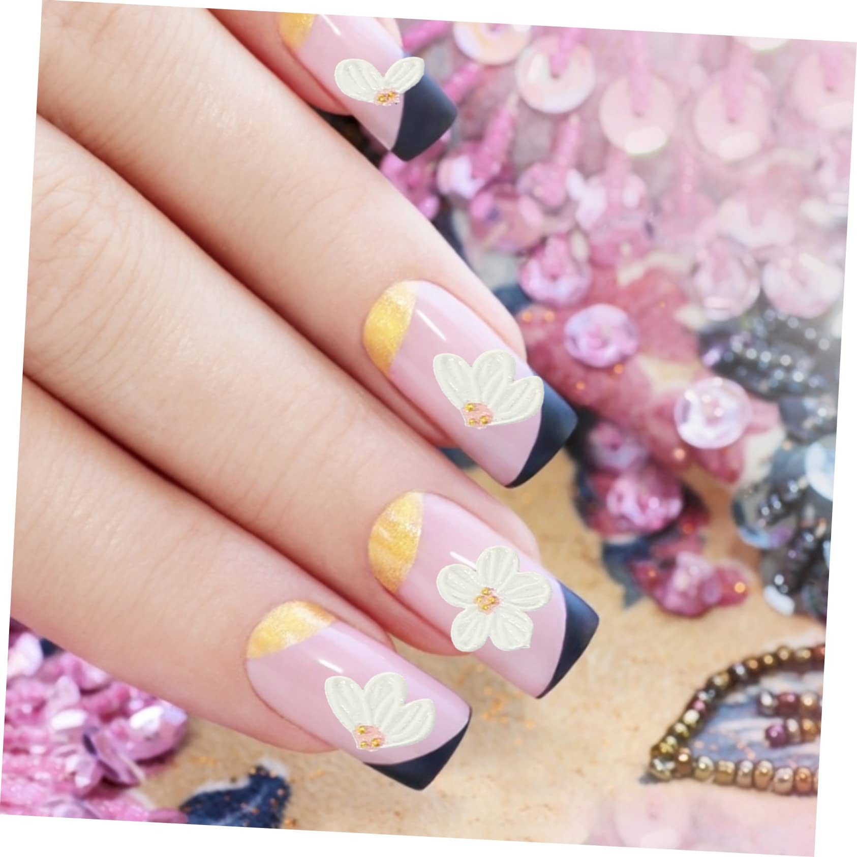 VALICLUD 5 Ensembles Porches À Ongles En Ongles Autocollants Décalcomanies Fleurs Uv Manquer Décor Art Clou Mignon Pour Autocollant Ongle Résine 3 Feuilles*5