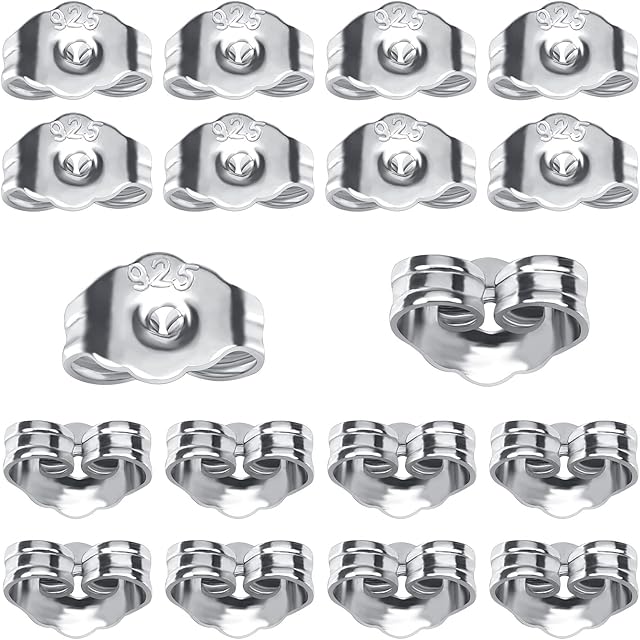 20PCS/10 Pairs Butterfly Earrings Back, 925 Sterling Silver Replacement Secure Ear Locking for Stud Earrings, Jewelry Making Sensitive Ears