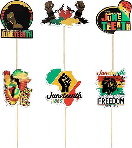 Miniatura 9 de 36 decoraciones negras para cupcakes del mes de la historia del mes de la historia, decoraciones para cupcakes de feliz juneteenth para fiesta de
