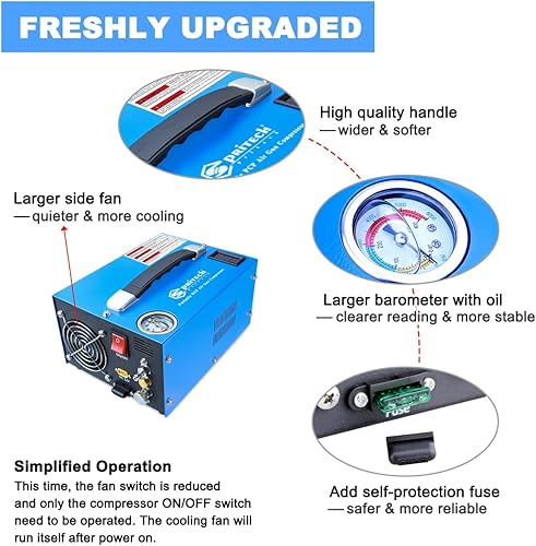 Miniatura 2 de Compresor de aire PCP, portátil de 4500 Psi/30 Mpa, sin agua/aceite, rifle PCP/pistola y bomba de aire de tanque de paintball, alimentado por 12 V