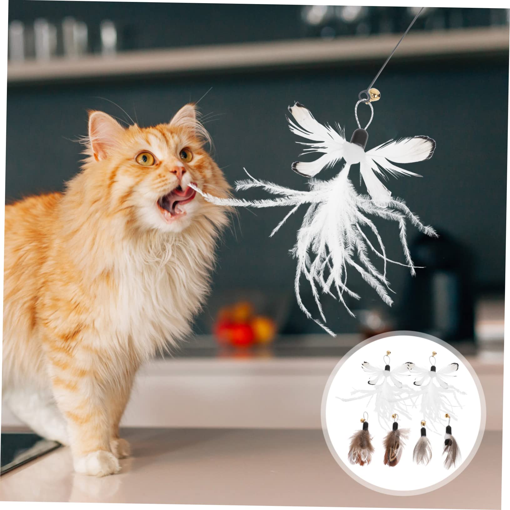 INOOMP Teaser Katze STK Ersatzkopf Für Katzenangel Laufendes Katzenspielzeug Katzen-Teaser-Spielzeug Nachfüllpackungen Für Katzenspielzeug Aufsätze Für Katzenzauberstäbe Hängend Angelrute Plastik