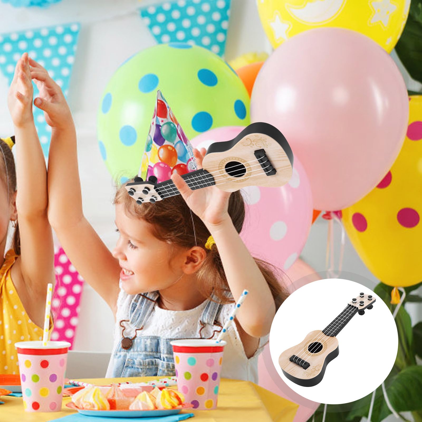Juguetes de ukelele para niños – Mini guitarra de 4 cuerdas, instrumento de iluminación musical para edades de 3 a 5 años, regalo divertido y educativo 6