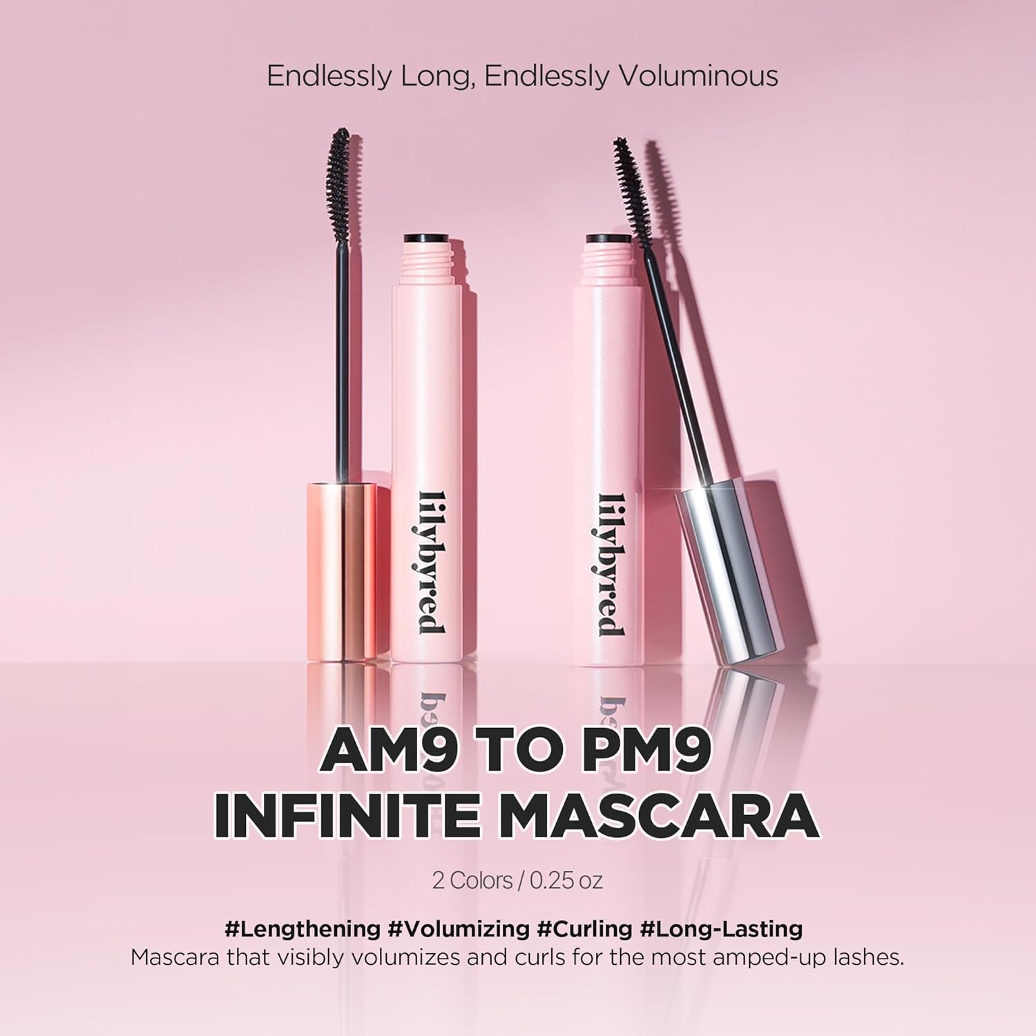 lilybyred Am9 to Pm9 Infinite Mascara | Korean Lengthening & Curling Mascara, Smudge-Proof, Waterproof, Long-Lasting, C-Curl Hold, Clump-Free, Defined Lashes, Dramatic Length, 0.24 oz. (01 Long Curl) - Image 2