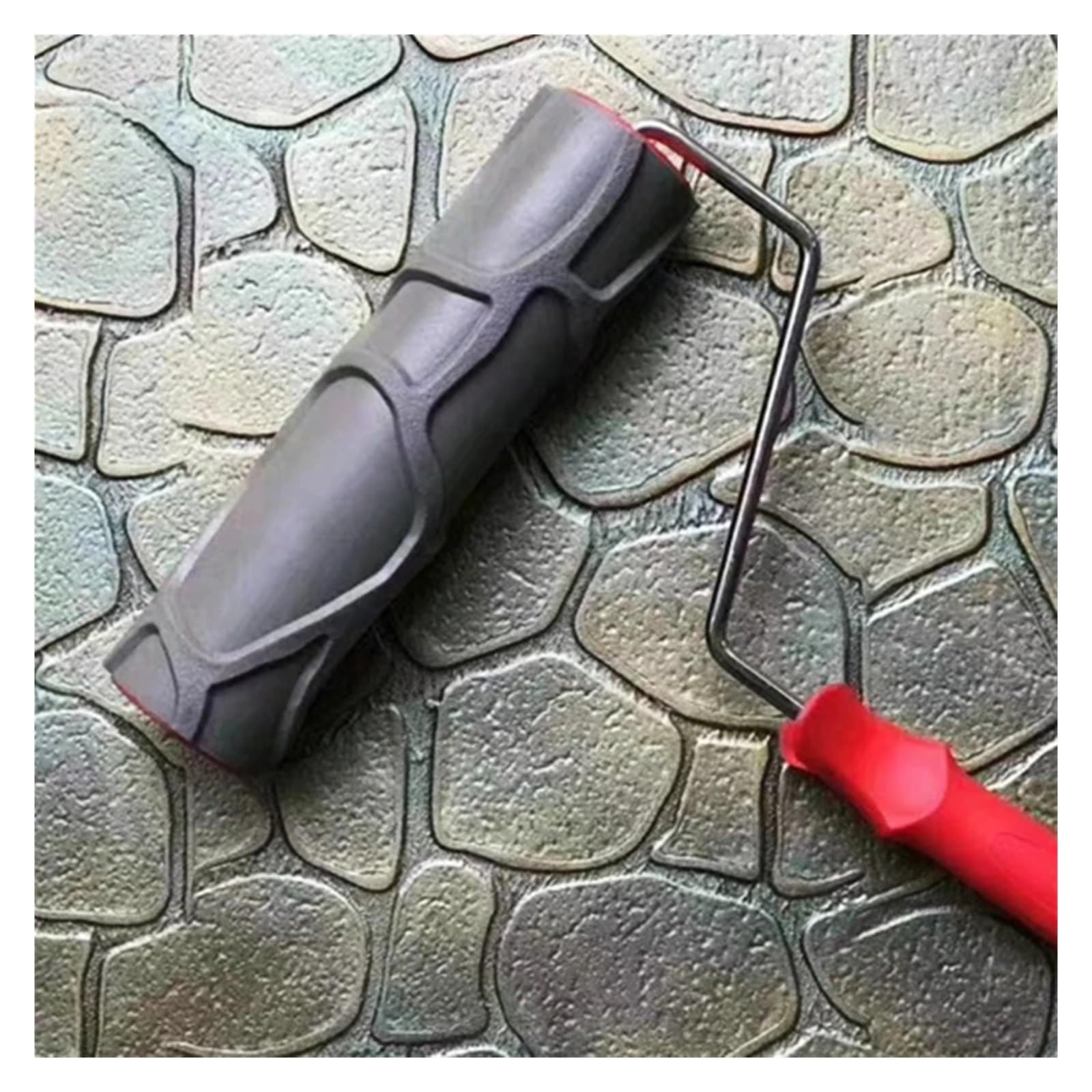 Rodillo de pintura con patrón, herramienta de construcción de goma, cilindro de estampado portátil, sello, cepillo decorativo, cepillo de imitación de 10" cuicui
