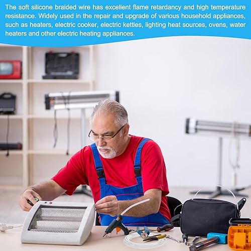 Vista 14 de PATIKIL Cable electrónico 11AWG de 16.4 pies, -30 a 392.0 °F, aislado, resistente a altas temperaturas, cable de silicona flexible eléctrico