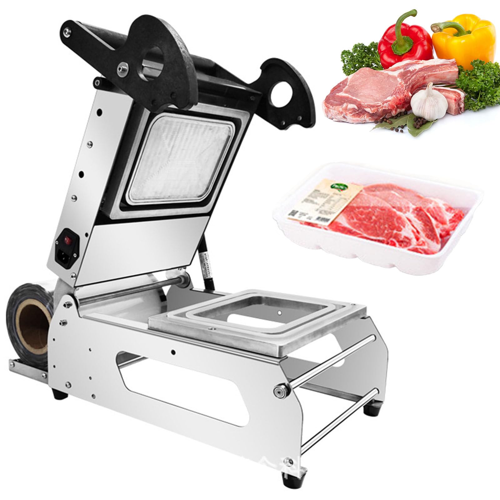 ASerZenith Commercial Food Tray Sealer, 600W Hand Pressure Heat Sealing Machine For Supermarkets, 180Mm Film Width, Efficient Packaging Solution,20X14X5Cm
