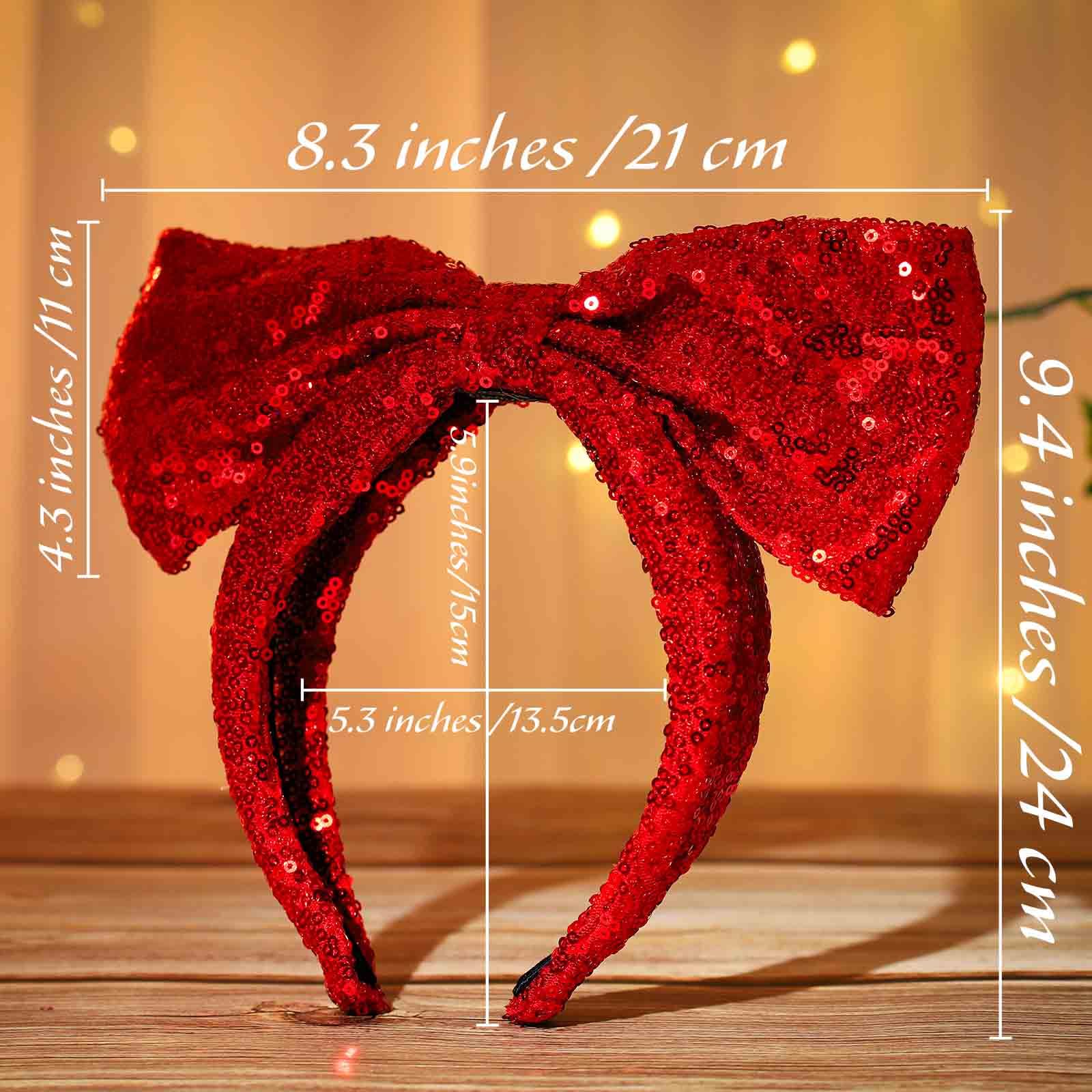 Luxurious Velvet and Beaded Oversized Bow Headband in Deep Red Emily Red Velvet Bow Headband – Baby Beau and Belle main image 3