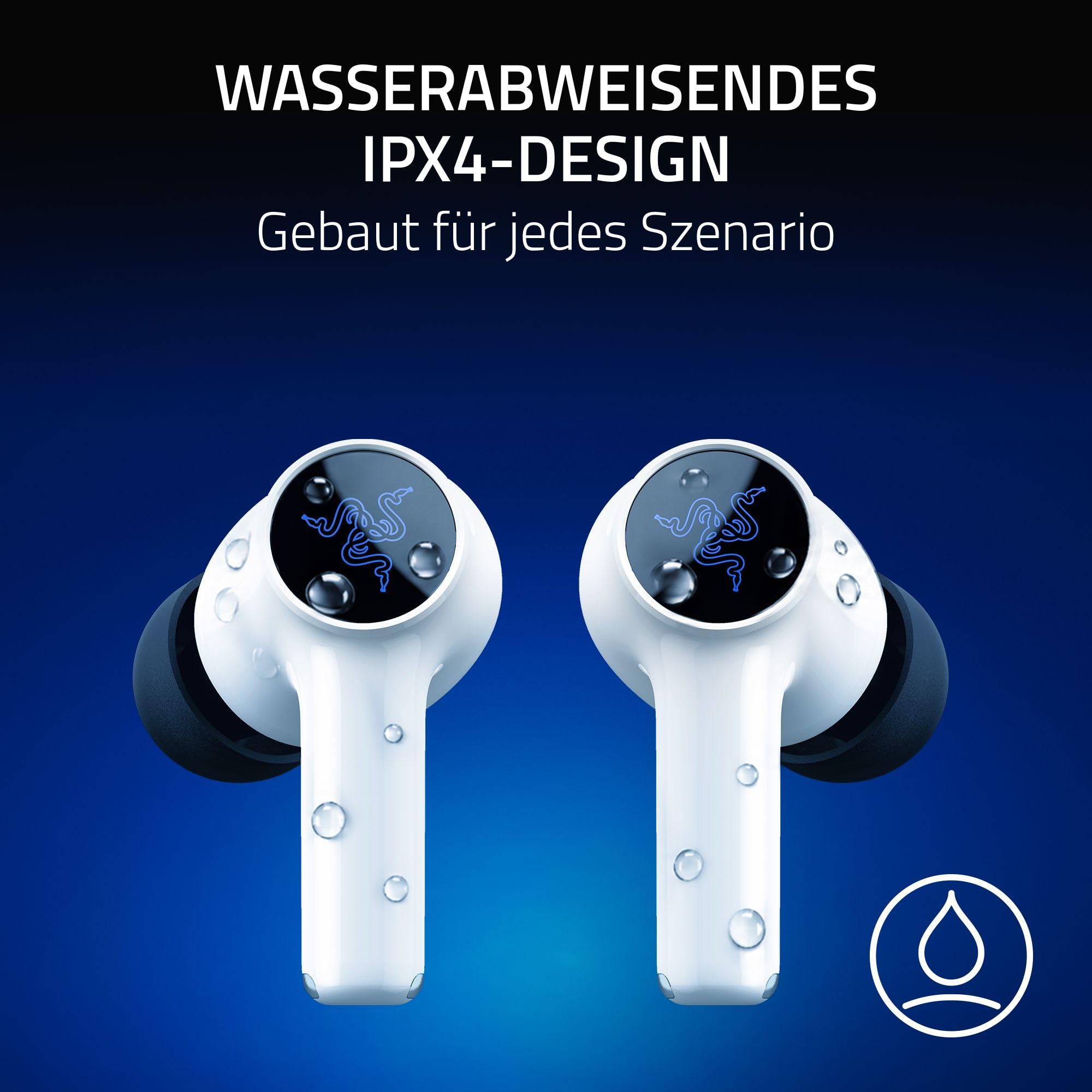 Razer Hammerhead V3 X HyperSpeed PlayStation - Kabellose Multi-Plattform-Gaming-Ohrhörer - HyperSpeed Wireless & Bluetooth - 40 Std Akkulaufzeit - Wasserabweisend IPX4 - THX Spatial Audio | Weiß
