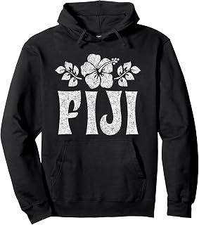 Fiji Flowers Distressed White Print Pullover Hoodie
