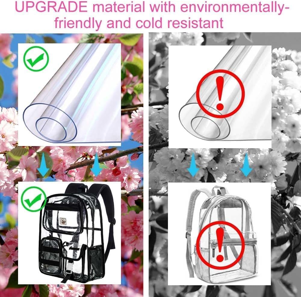Clear Backpack, Heavy Duty Transparent Bookbag for Women and Men | Heavy Duty