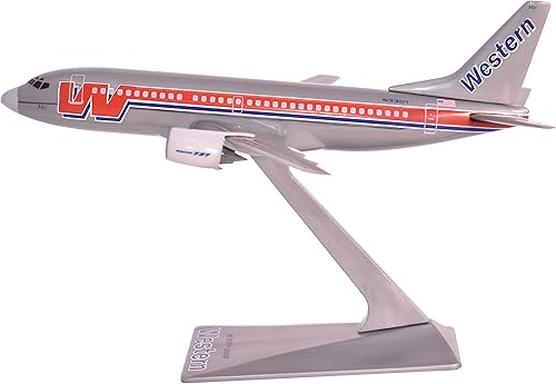 Flight Miniatures Western Bare Metal 737-300 Escala 1200 - Modelo de avión de plástico a presión - Réplica coleccionable de Western Airlines