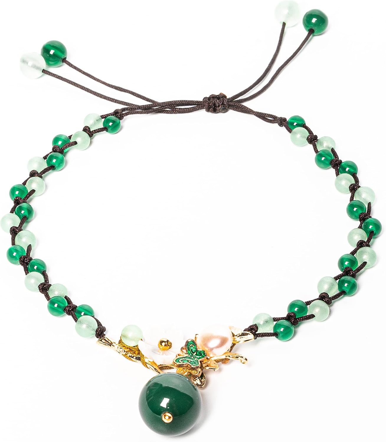 Conscious Items Financial Success Anklet, Genuine Jade Crystals, Agate Stone, & Pearl Anklet for Wealth and Abundance Alignment, Adjustable Prosperity Ankle Bracelets for Women
