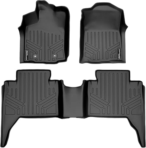 SMARTLINER Juego de alfombrillas de piso de ajuste personalizado de 2 filas negras para Toyota Tacoma 2016-2017 doble cabina