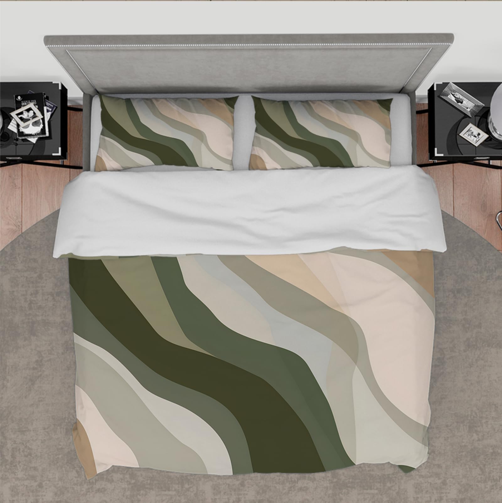 Styl skandynawski abstrakcyjna plaża oddychająca poszwa na kołdrę gładka linia sztuka miękka prana mikrofibra zestaw pościeli z ukrytym zamkiem 180x220cm