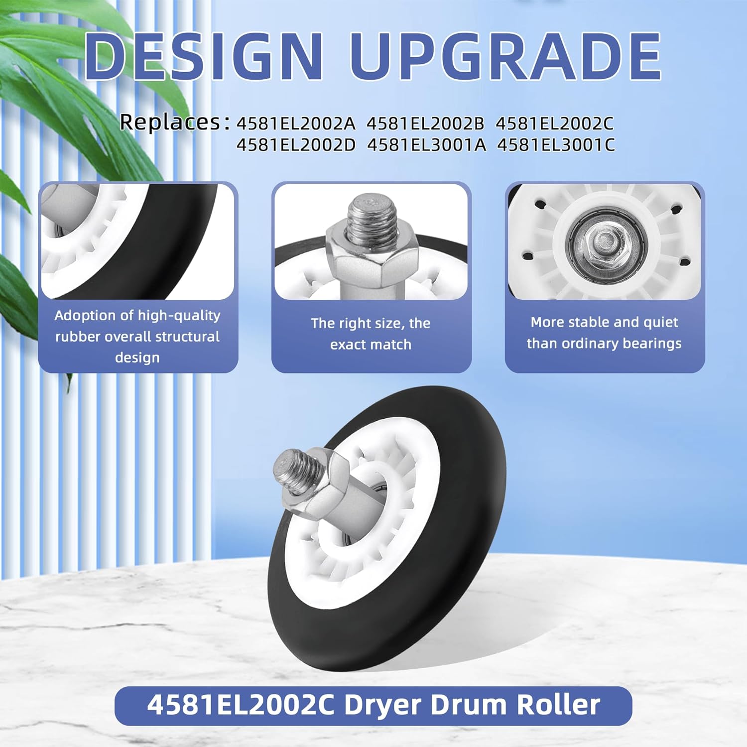 For LG Dryer Roller Kit 4581EL2002L,Lg Dryer Drum Roller Kit Idler Pulley 4581EL2002C Bearing Version 4400EL2001A 4561el3002a Dryer Belt Replacement Kenmore Dryer Belt Rollers