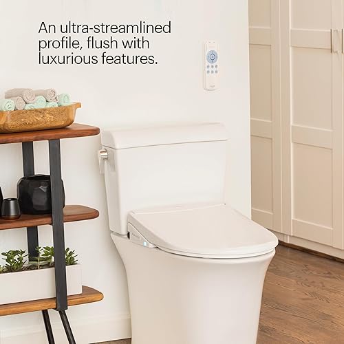 Miniatura 22 de Brondell Swash - Asiento de inodoro eléctrico con boquilla oscilante, secador de aire caliente, luz nocturna, control remoto, alargado, color blanco