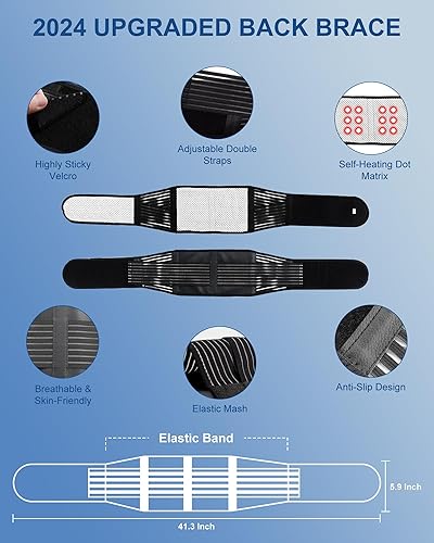 Miniatura 8 de Soporte de espalda para calmar la espalda baja, soporte transpirable con 20 imanes, cinturón autocalentable para hernia de disco, ciática,