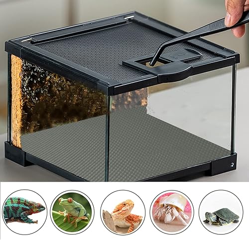 Miniatura 5 de Hlimior Paquete de 2 accesorios para tanque de dragón barbudo, sustrato de alfombra de terrario de reptiles no adhesivo para tanque de reptiles,