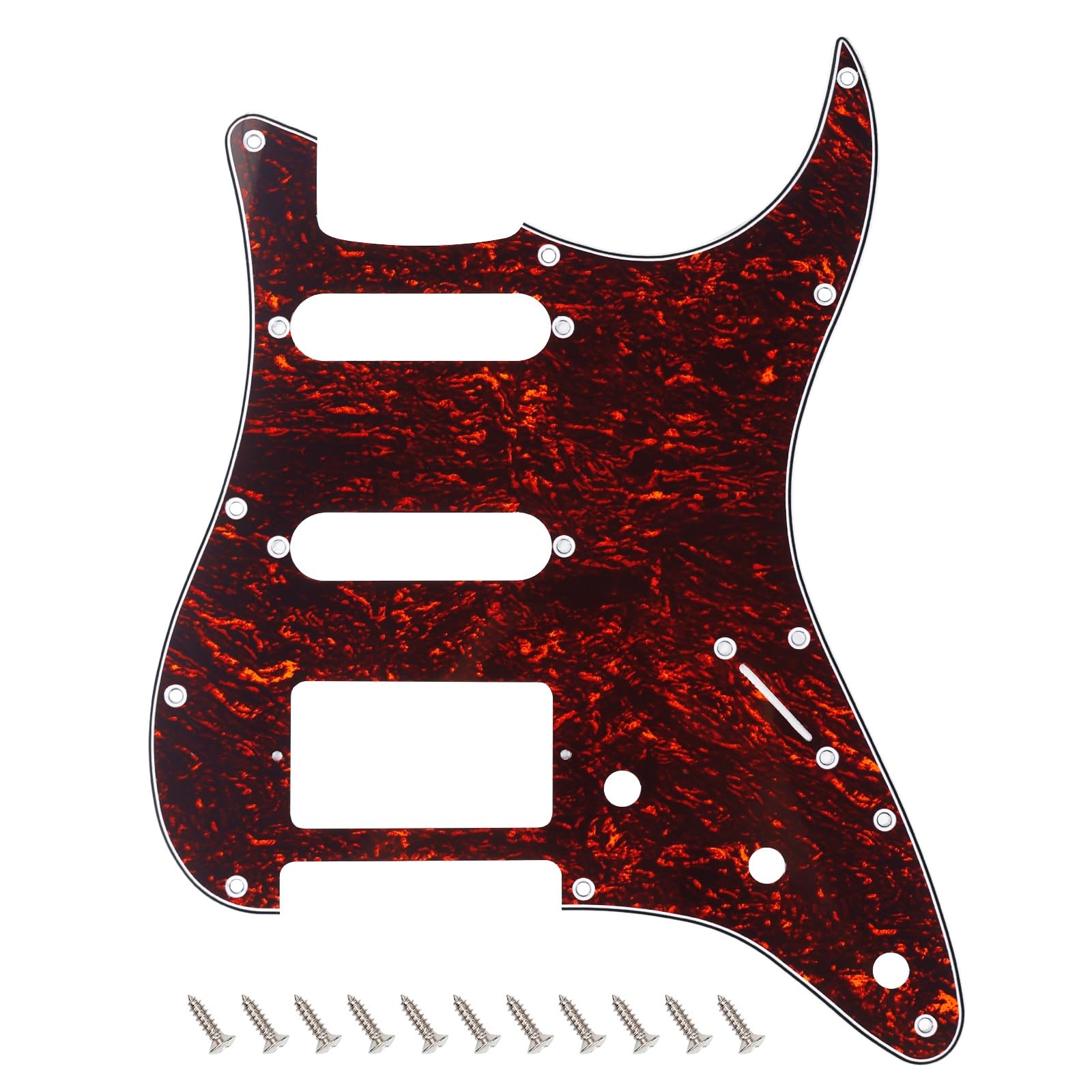 Banworks 4 Ply Strat HSS Pickguard 11-Hole Electric Guitar Pickguard SSH Scratch Plate for USA/Mexican Modern Style Standard Stratocaster ST JT/HB-02 Red Tortoiseshell