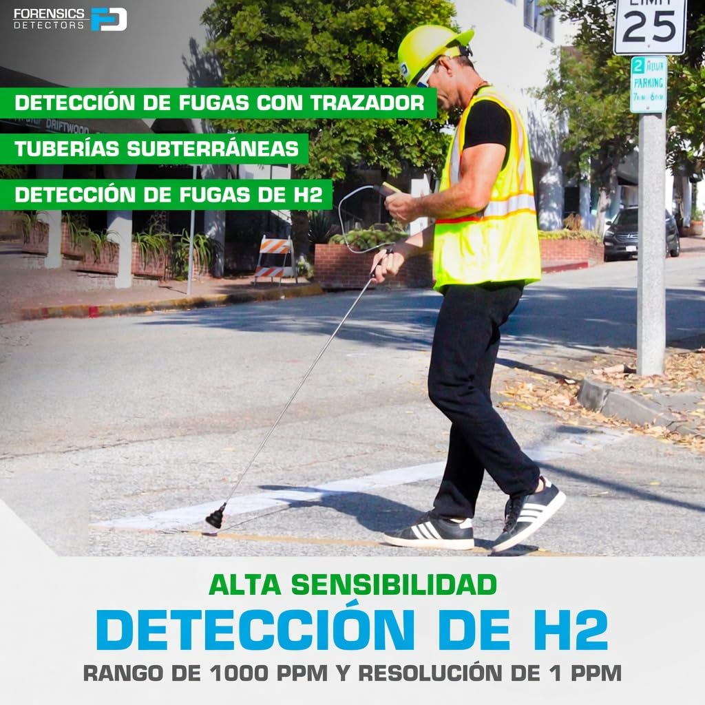 Analizador de Gas Hidrógeno | Certificado de Calibración EU | Rango: 0–1000 ppm | Bomba Integrada y Sonda de 4 Pies
