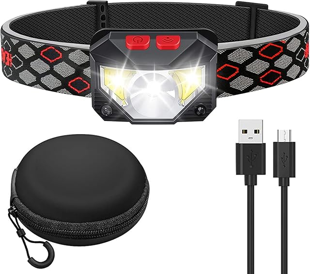 Head Torch, S SMAZINSTAR LED Rechargeable Camping & Hiking Headlamps, 1000L Super Bright LED Headlamp Waterproof with Red Warning Lights 8 Modes 30hs