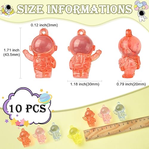 Miniatura 3 de Stiesy 10 dijes acrílicos con temática espacial, dijes de astronauta de colores mixtos para collares, joyas, manualidades, 10 unidades