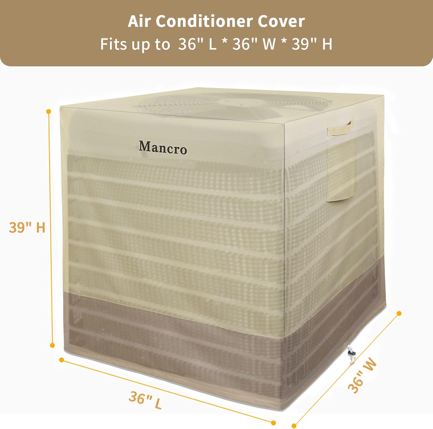 Air Conditioner Covers for Outside Units,Mancro AC Covers Fits up to 36 x 36 x 39 inches,Durable Water Resistant Heavy Duty Windproof Square Central AC Unit Cover,Grey : Home & Kitchen