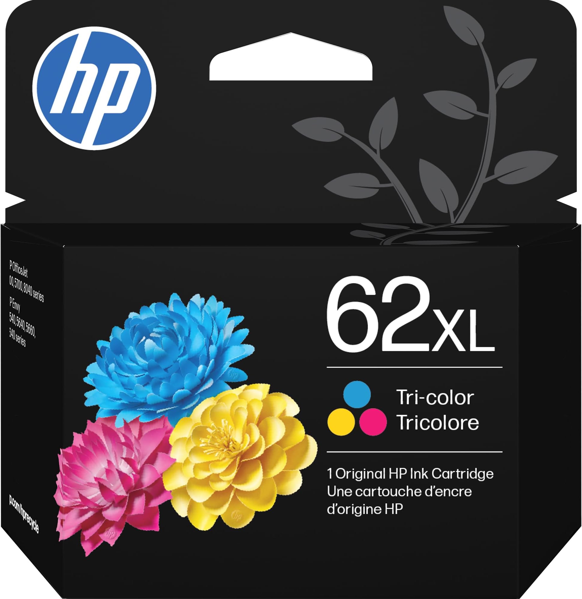 HP 62XL Tri-Color High-Yield Ink | Works with Envy 5540, 5640, 5660, 7640, OfficeJet 5740, 8040, Mobile 200, 250 | C2P07AN | Packaging May Vary