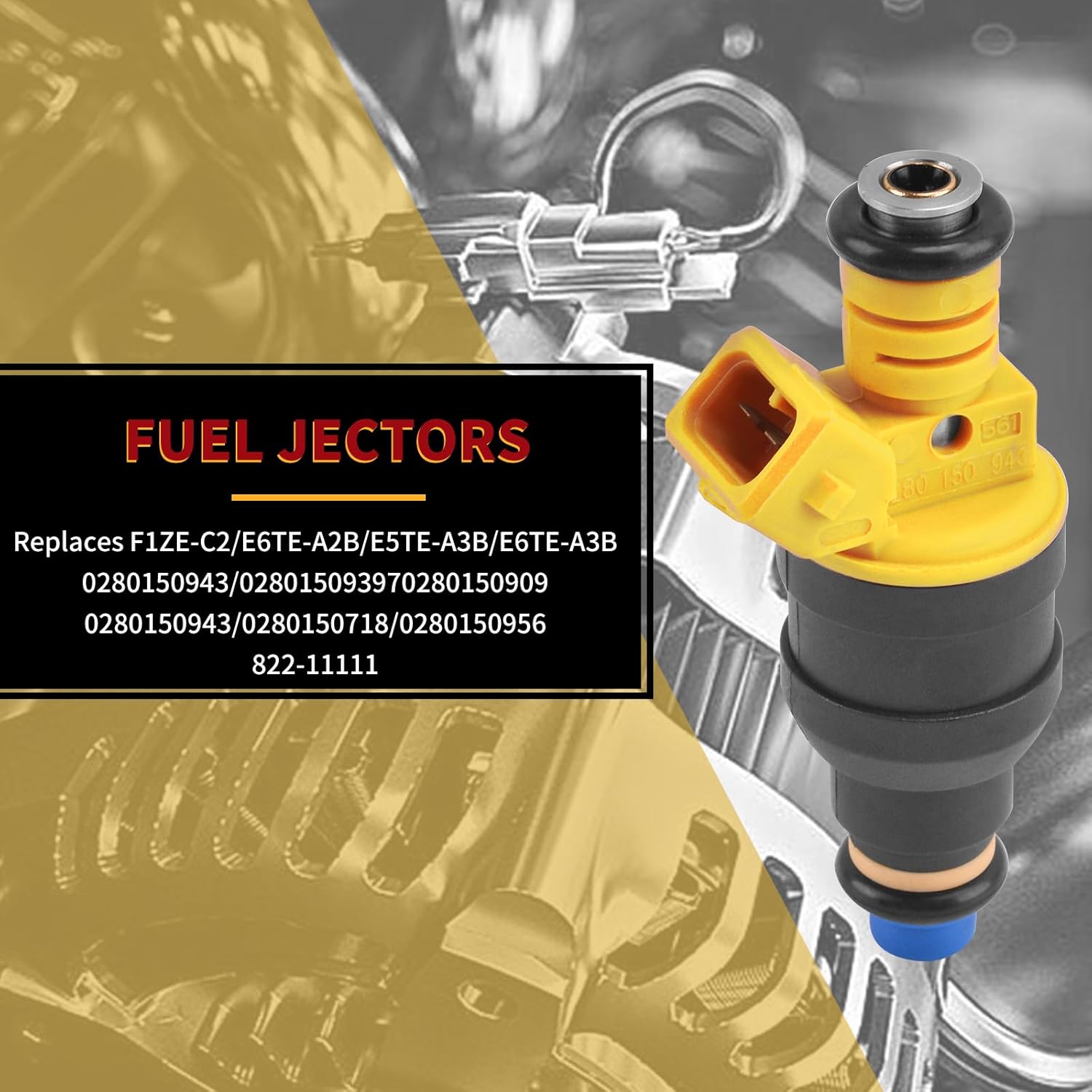 0280150943 Fuel Injectors Set of 8 Compatible with Ford Bronco Crown Victoria E150 E250 E350 Mustang Expedition Compatible with Lincoln Mercury Replaces 0280150718,0280150939