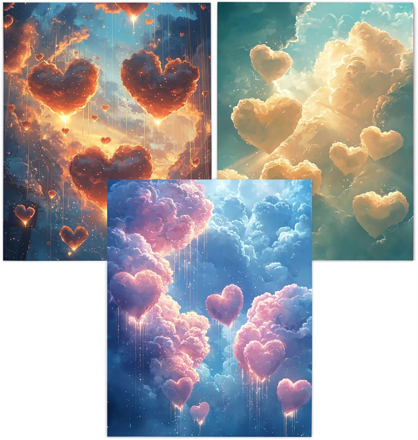 Cnyaunfi 3 Pezzi Nuvola Pittura Diamante Fai-Da-Te 5D Blu Diamond Painting Kit Completo per, Hobby Creativi Adulti, Pittura Diamante Artigianale Per La Decorazione Della Parete Di Casa 60x80cm YF-3201