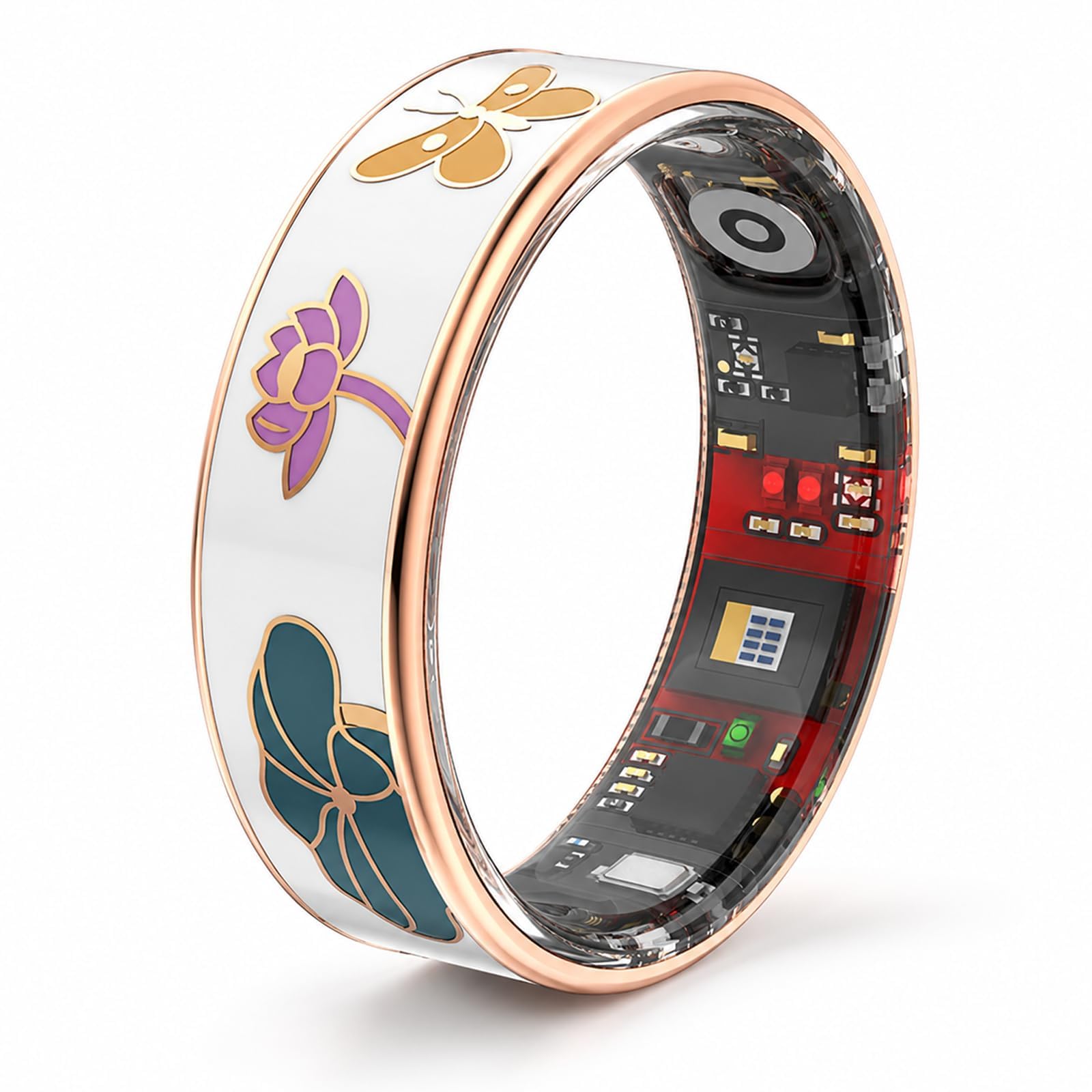 Anillo inteligente para mujer con esmalte para la salud, anillo de fitness, rastreador de fitness con monitoreo de frecuencia cardíaca del sueño, distancia, podómetro, calorías, para Android e iOS