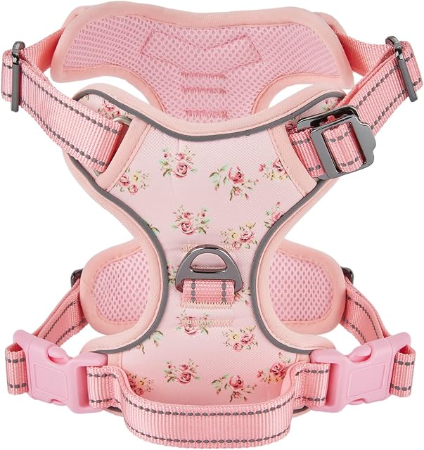 Petiry Reflective No Pull Dog Harness Small Puppy Harness with Front Back D Ring And Soft Padded Easy Control Handle for Small Dog Pink S