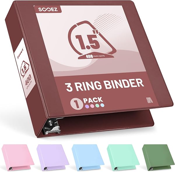 Sooez 3 Ring Binder 3 Inch, D-Ring