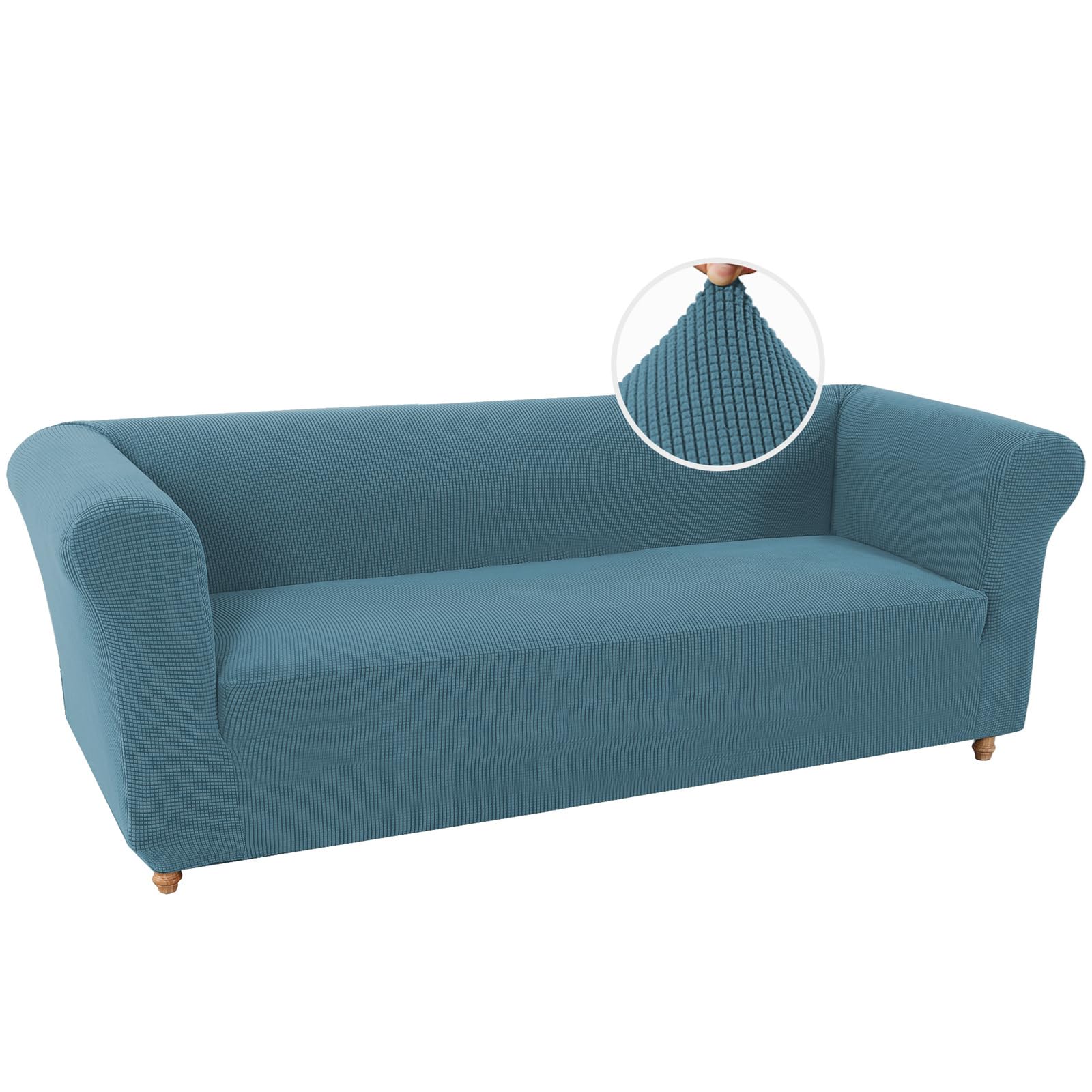 BXFUL Stretch Chesterfield Sofa Cover 1 Piece Couch Cover for Living Room Soft Non-Slip Sofa Slipcover Furniture Protector for Dogs Feature Thick Jacquard Fabric (Sofa,Dusty Blue)
